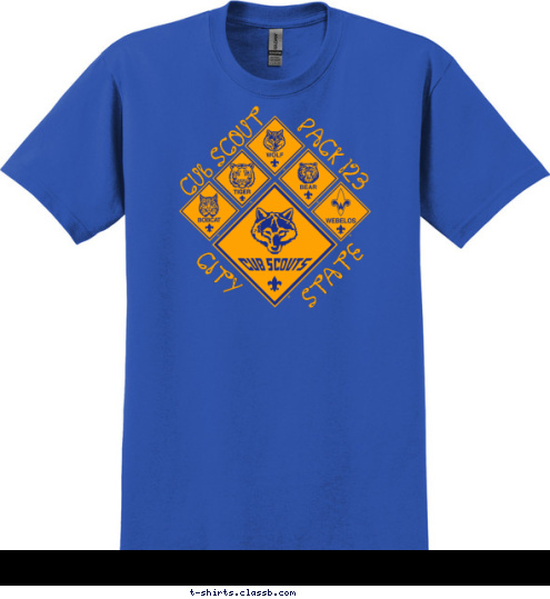 STATE CITY 123 Pack Scout Cub T-shirt Design 