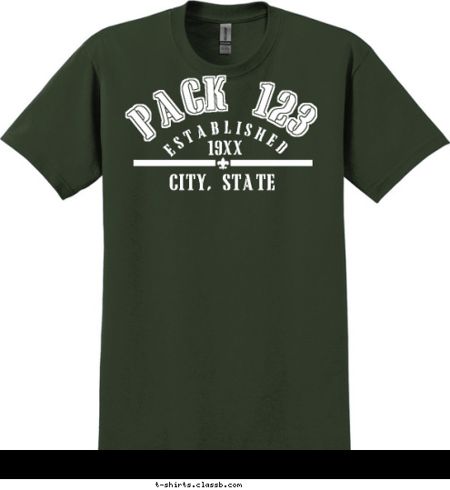 Your text here PACK 123 CITY, STATE 1972 ESTABLISHED T-shirt Design SP443