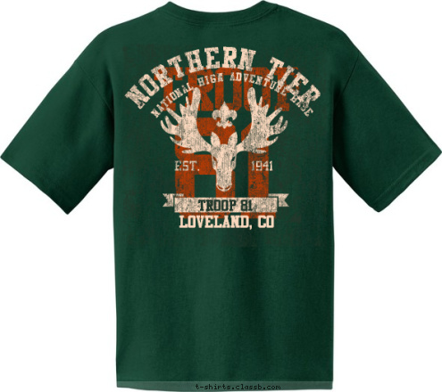 BSA TROOP 81 Loveland, CO NORTHERN TIER EST.       1941 Loveland
CO NATIONAL HIGN ADVENTURE BASE Troop 81 NORTHERN TIER TROOP 81 T-shirt Design 