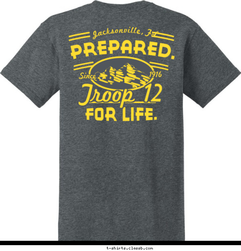 TROOP 12 The Temple Jacksonville Since 1916 Troop 12 Jacksonville,FL T-shirt Design 