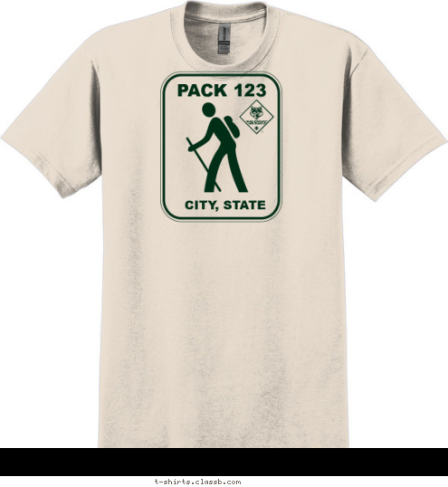 Your text here PACK 123 CITY, STATE
 T-shirt Design SP460