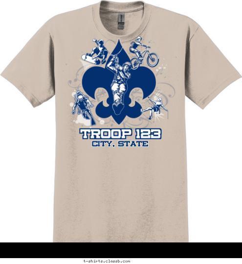 CITY, STATE
 TROOP 123 TROOP 123 T-shirt Design 