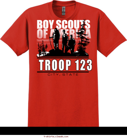 CITY, STATE TROOP 123 T-shirt Design 