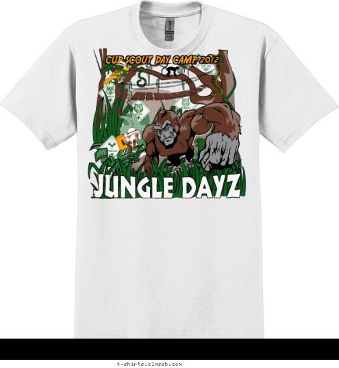 Your text here CUB SCOUT DAY CAMP 2012 JUNGLE DAYZ T-shirt Design SP877