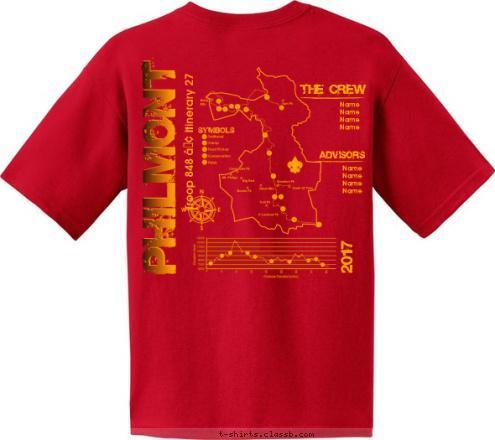 ADVISORS THE CREW Troop 848 - Chesterfield, MO
7/2/17 - 7/14/17 Troop 848 • Itinerary 27 THE CREW ADVISORS Name
Name
Name
Name


 Name
Name
Name
Name


 2017 T-shirt Design 