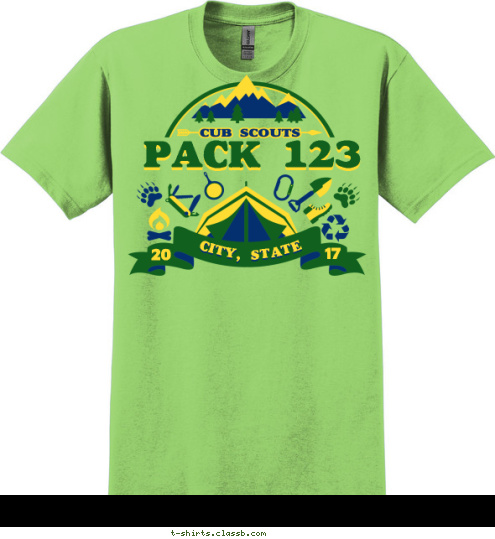 17 20 PACK 123 CITY, STATE  T-shirt Design 