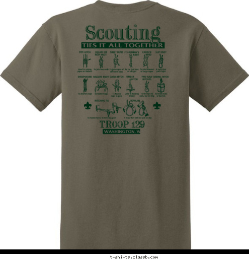 PUYALLUP, WA TROOP 505 WASHINGTON, WV TROOP 129 TROOP 129 Washington, WV T-shirt Design 