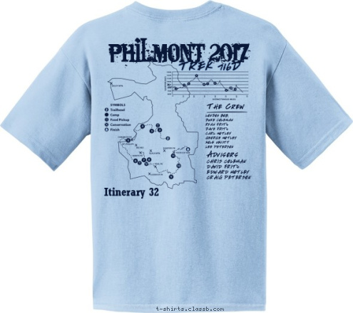 TROOP 35 Advisors DARIEN, CT The Crew PHILMONT 2017 Itinerary 32 TREK 716D LONDON BOB,
DUKE COLEMAN
RYAN FRITZ
DAVE FRITZ
CARL MOTLEY
GEORGE MOTLEY
KOLE NEVITT
LEE PETERSON CHRIS COLEMAN
DAVID FRITZ
EDWARD MOTLEY 
CRAIG PETERSON T-shirt Design 