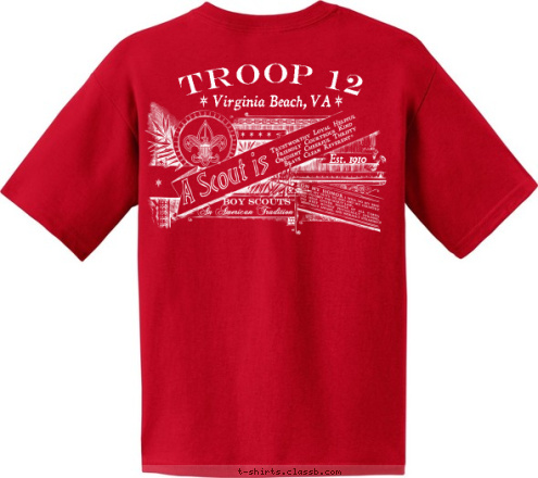 TROOP 12 Virginia Beach, VA Est. 1910 Virginia Beach, VA TROOP 12 T-shirt Design 