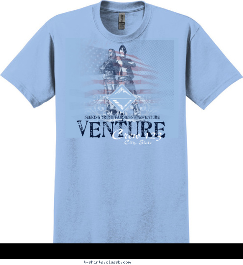 City, State Crew 123 SEEKING TRUTH FAIRNESS & ADVENTURE VENTURE T-shirt Design 