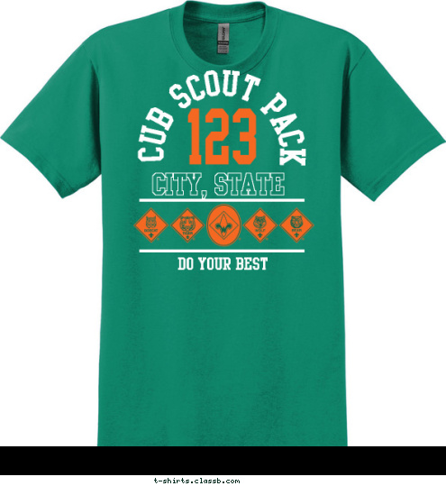 DO YOUR BEST 123 CITY, STATE CUB SCOUT PACK T-shirt Design 