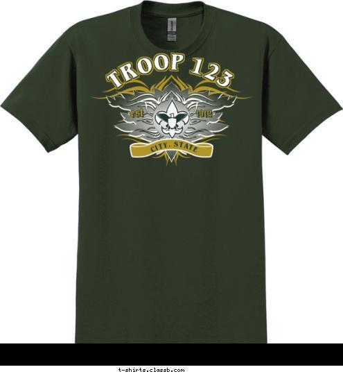 TROOP 123 CITY, STATE est 1912 T-shirt Design 