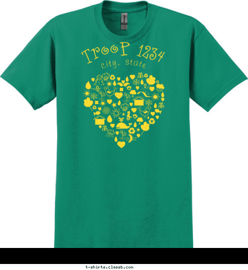 city, state Troop 1234 T-shirt Design 