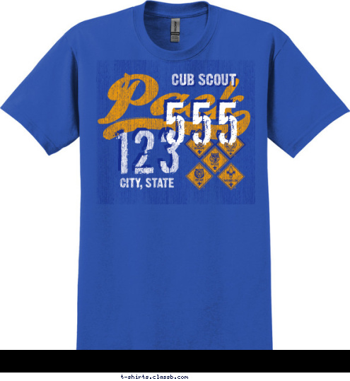 555 123 CITY, STATE CUB SCOUT T-shirt Design 