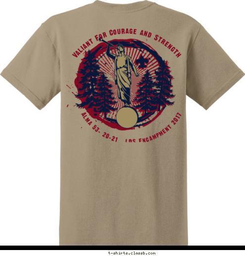 New Text LDS Encampment 2017 CITY, STATE   TROOP 123 Valiant For Courage and Strength  Alma 53: 20-21   LDS Encampment 2017 2017 LDS Encampment
Camp Wilderness Minnesota  T-shirt Design 