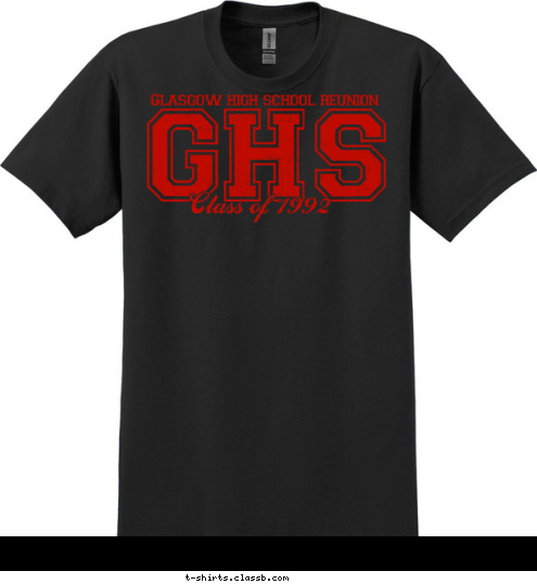 Class of 1992 GHS Glasgow high school reunion T-shirt Design 