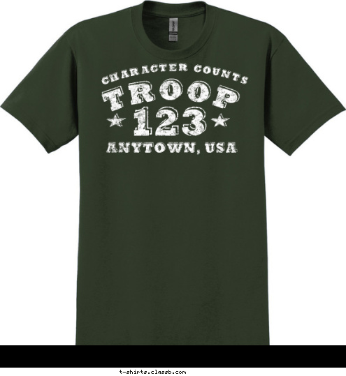 TROOP 123 ANYTOWN, USA CHARACTER COUNTS T-shirt Design 