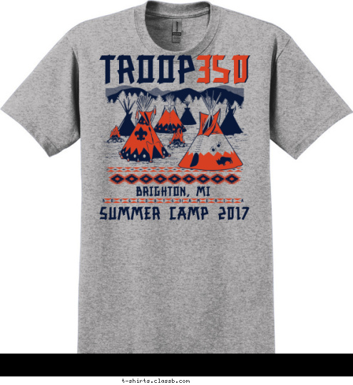 Brighton, MI to Gypsum, CO Summer Camp 2017 Summer Camp 2017 350 Brighton, MI TROOP350 T-shirt Design 