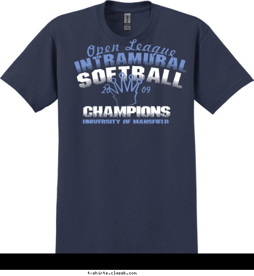 09 20 Open League INTRAMURAL UNIVERSITY OF MANSFIELD CHAMPIONS SOFTBALL T-shirt Design 