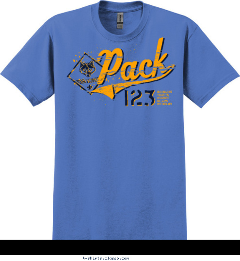 BOBCATS
TIGERS
WOLVES
BEARS
WEBELOS 123 T-shirt Design 