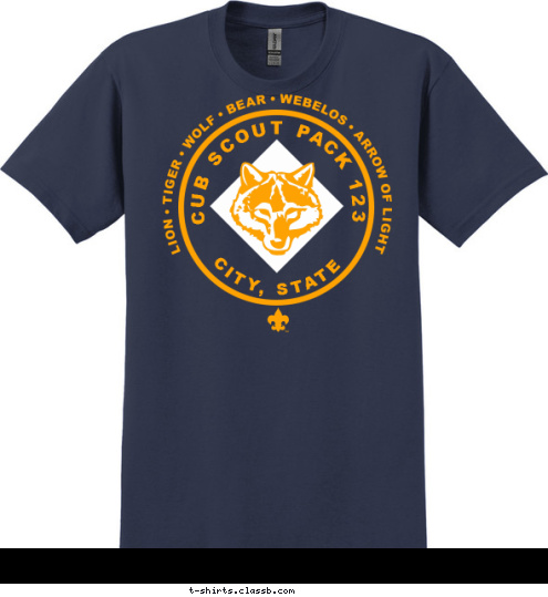 Your text here CUB SCOUT PACK 123	 CITY, STATE T-shirt Design SP6814