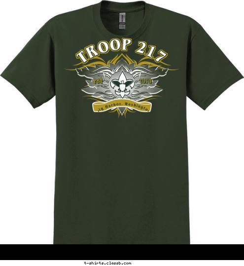 TROOP 217 Gig Harbor, Washington  est 1979 T-shirt Design 