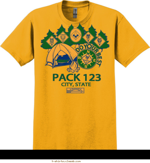 CITY, STATE PACK 123 Your text here! T-shirt Design 