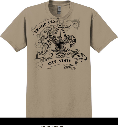 CITY, STATE TROOP 123 T-shirt Design 