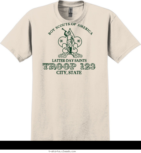 TROOP 123 CITY, STATE LATTER-DAY SAINTS BOY SCOUTS OF AMERICA T-shirt Design 