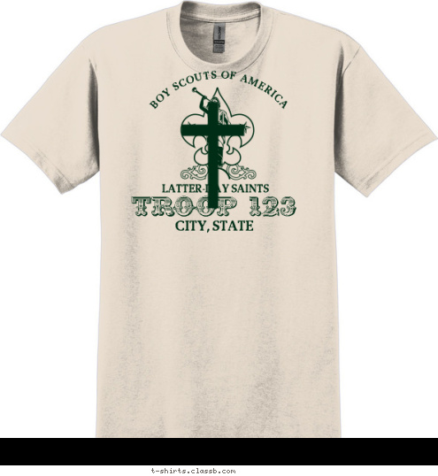 TROOP 123 CITY, STATE LATTER-DAY SAINTS BOY SCOUTS OF AMERICA T-shirt Design 