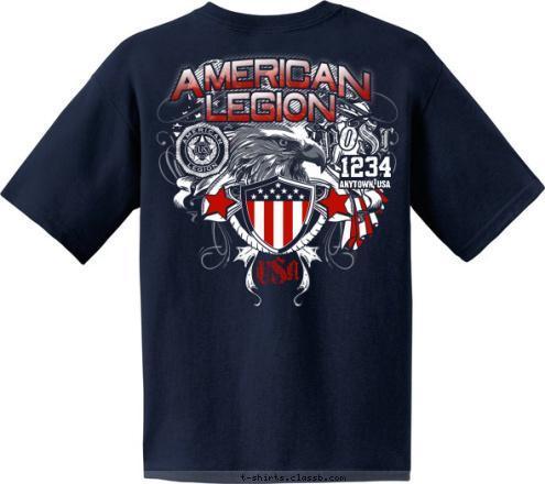 AMERICAN LEGION
 ANYTOWN, USA POST 1234
 1234 USA T-shirt Design 