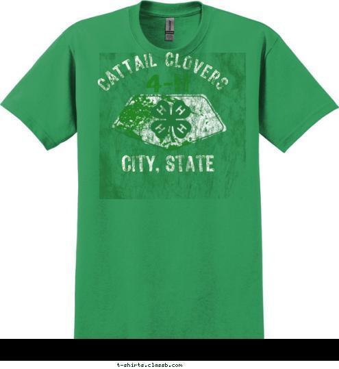 CITY, STATE Cattail Clovers T-shirt Design 