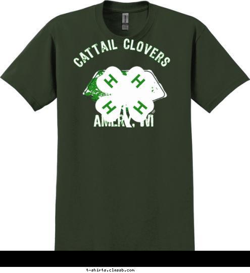 Amery, WI Cattail Clovers T-shirt Design 