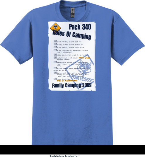 Family Camping 2009 Rules Of Camping Pack 340 T-shirt Design 