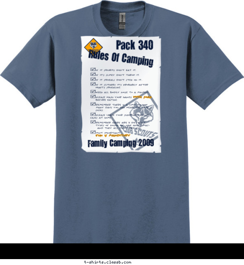 Family Camping 2009 Rules Of Camping Pack 340 T-shirt Design 