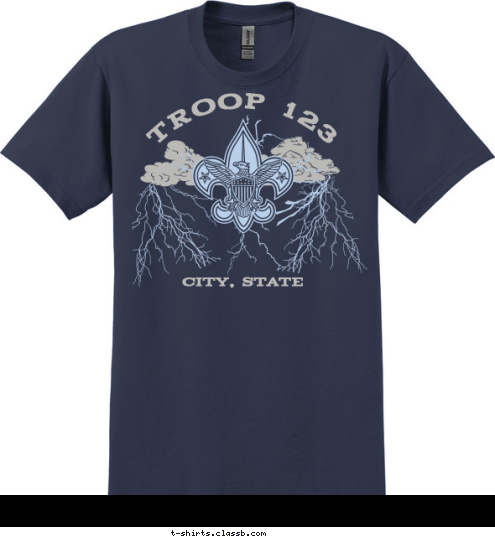 TROOP 123 CITY, STATE T-shirt Design 