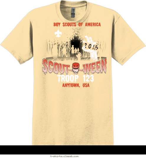 5 BOY SCOUTS OF AMERICA SCOUT-O-WEEN SCOUT-O-WEEN TROOP 123 ANYTOWN, USA T-shirt Design 