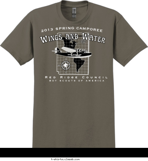 BOY SCOUTS OF AMERICA 2013 SPRING CAMPOREE Red Ridge Council Wings and Water T-shirt Design 