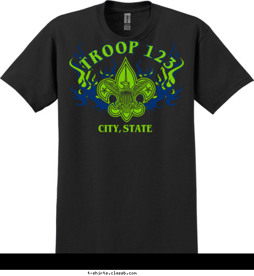 TROOP 123 CITY, STATE T-shirt Design 