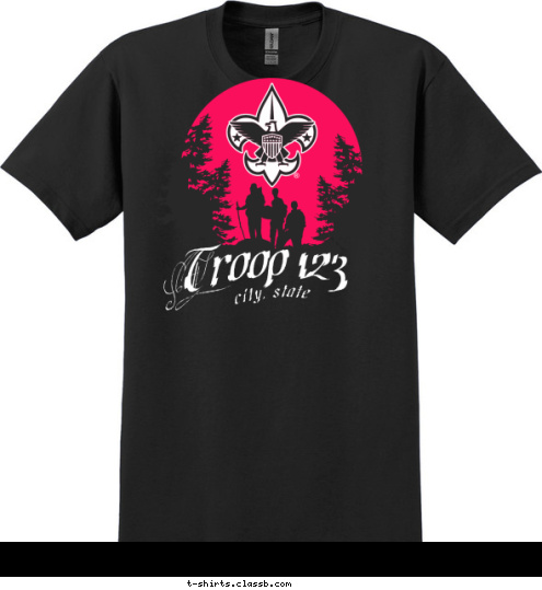 city, state Troop 123 T-shirt Design 