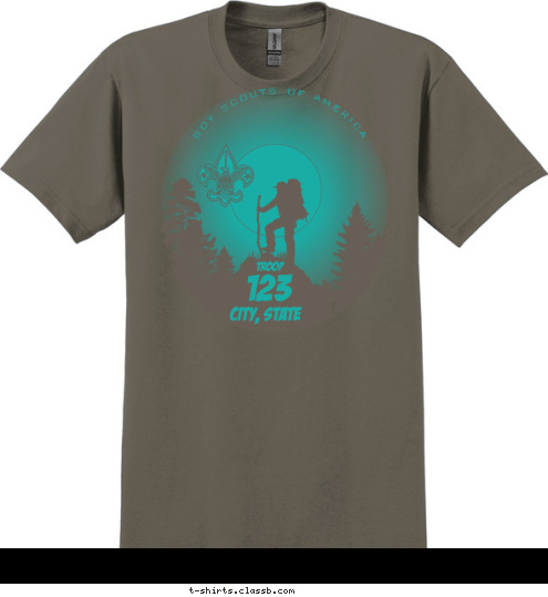 BOY SCOUTS OF AMERICA CITY, STATE 123 TROOP T-shirt Design 