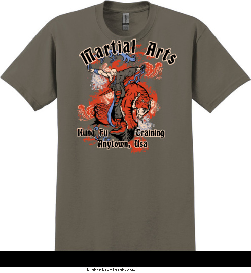 Anytown, Usa Training Kung Fu Martial Arts T-shirt Design 