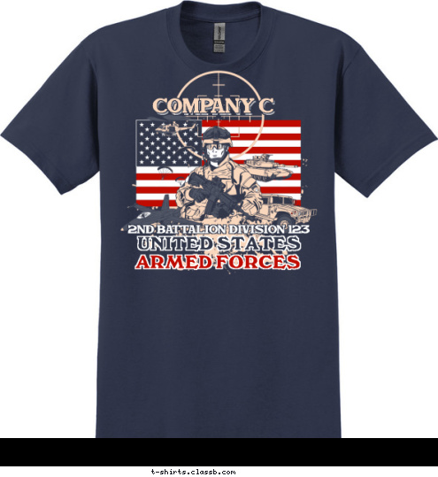 ARMED FORCES UNITED STATES 2ND BATTALION DIVISION 123 COMPANY C COMPANY C T-shirt Design 