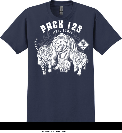 CITY, STATE PACK 123 T-shirt Design 