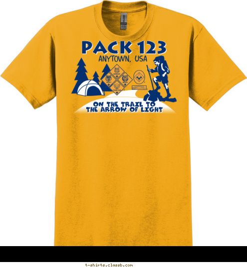 New Text ON THE TRAIL TO
THE ARROW OF LIGHT
 anytown, usa PACK 123 T-shirt Design 