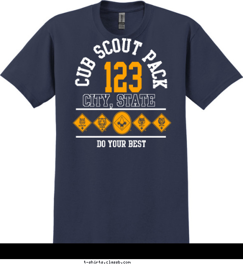 DO YOUR BEST 123 CITY, STATE CUB SCOUT PACK T-shirt Design 