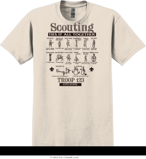 TROOP 123 CITY, STATE T-shirt Design 