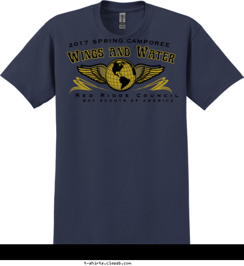 BOY SCOUTS OF AMERICA Red Ridge Council Wings and Water 2017 SPRING CAMPOREE T-shirt Design 