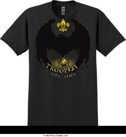 CITY, STATE 123 TROOP T-shirt Design 