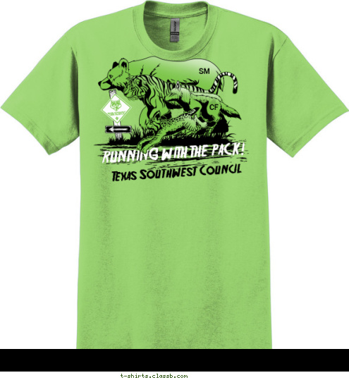 CITY, STATE 123 SM CF Texas Southwest Council RUNNING WITH THE PACK! T-shirt Design 